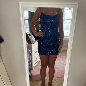 Windsor Blue Sequin Prom Dress